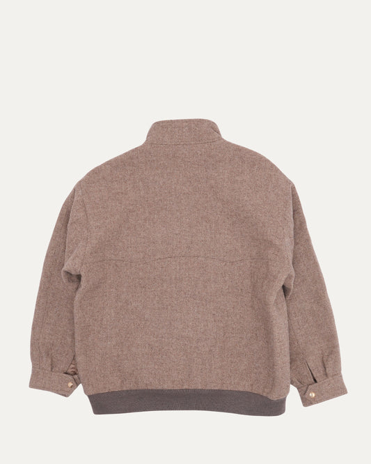 Herringbone Oversized Zip Up Jacket