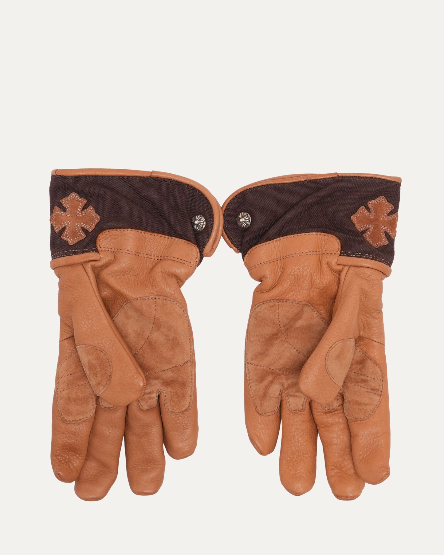 Cross Patch Leather Motorcycle Gloves