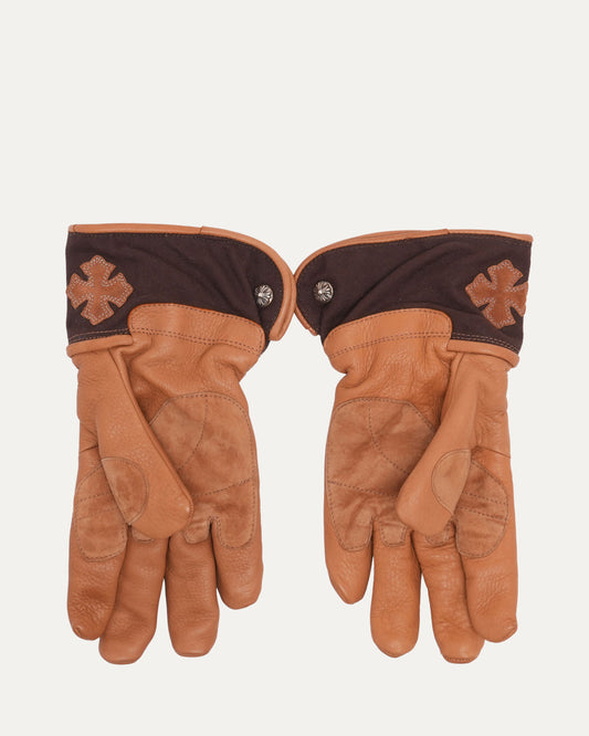 Cross Patch Leather Motorcycle Gloves