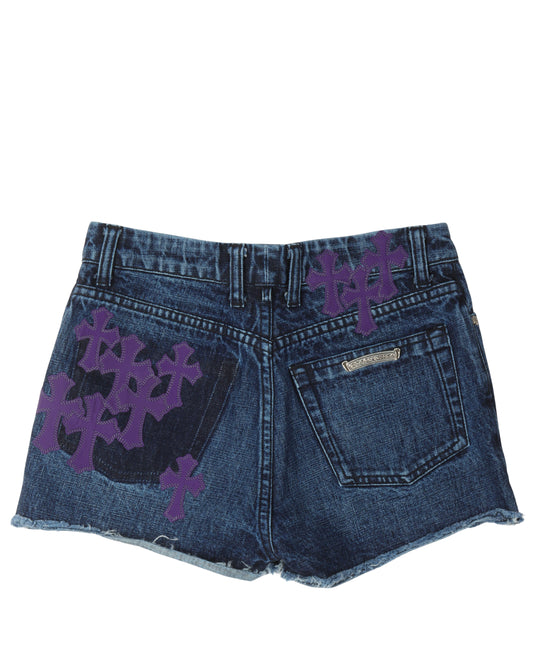 Cross Patch Denim Shorts