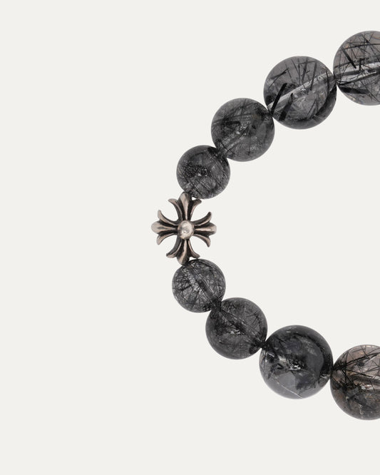 Graduated Rutilated Quartz Plus Cross Bead Bracelet
