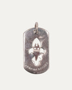 White Gold Diamond Fleur Cut Out Dagger Dog Tag Pendant