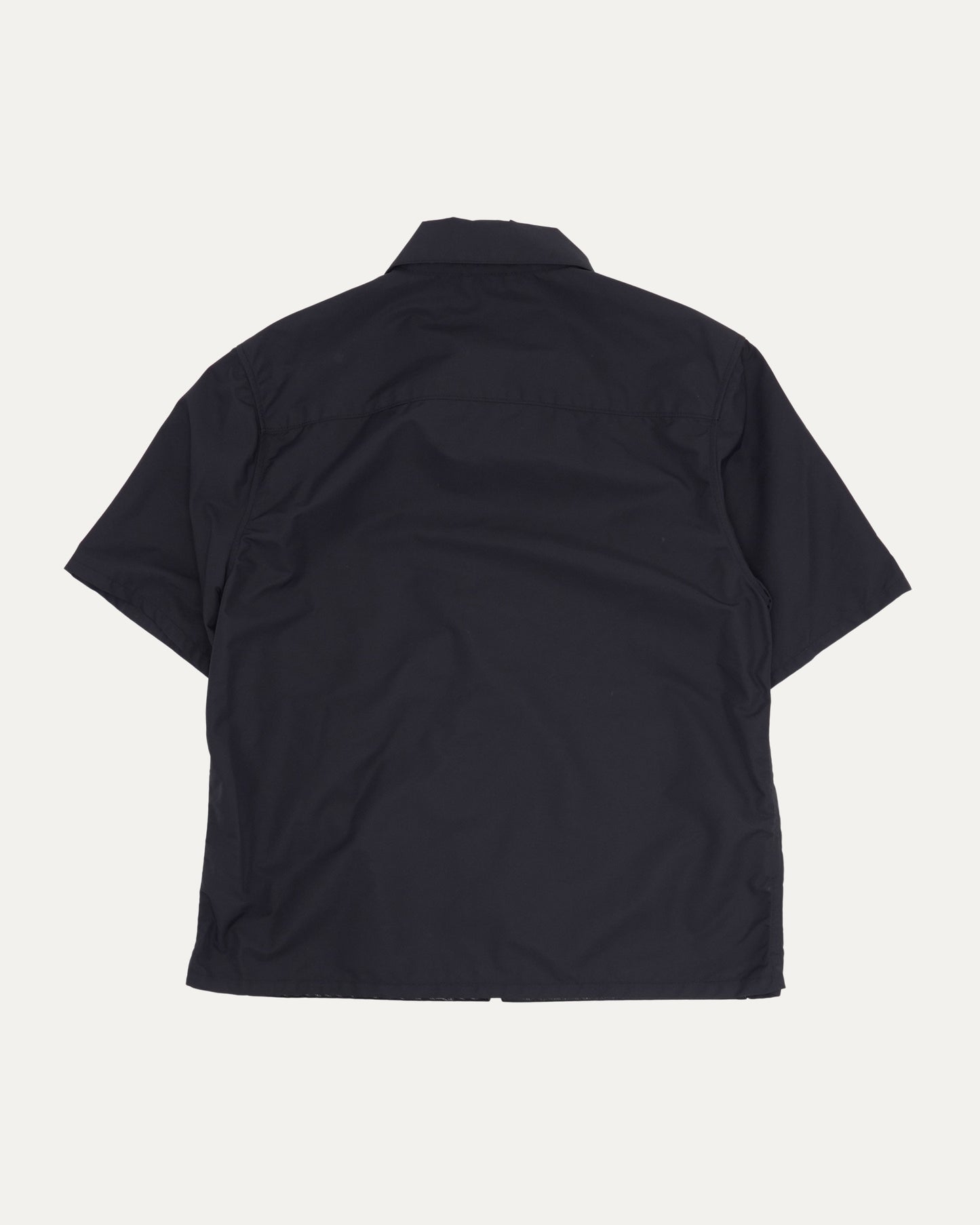 Nylon and Leather Zip Up Shirt