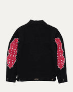 Floral Cross Patch Denim Trucker Jacket