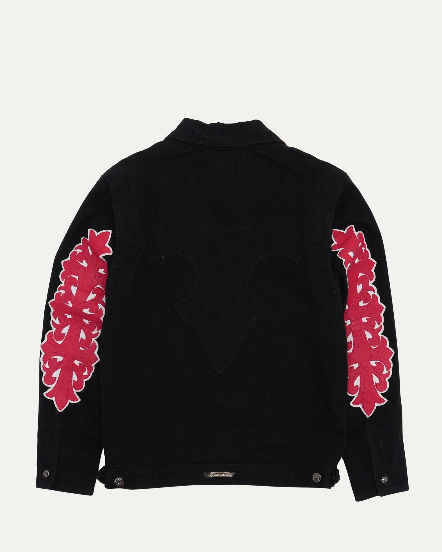 Floral Cross Patch Denim Trucker Jacket