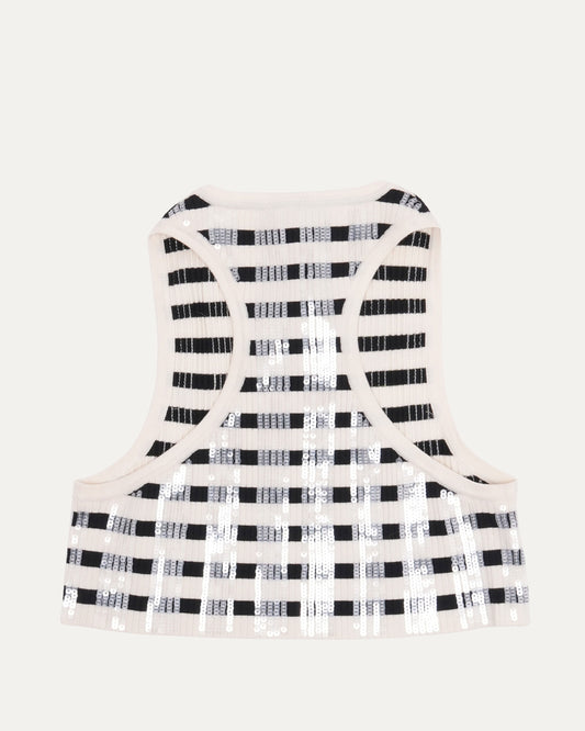 Striped Sequin Knit Crop Top