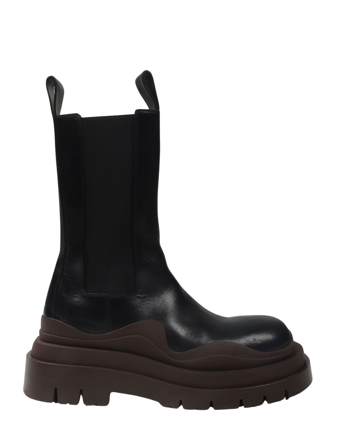 Leather Contrast Sole Tire Boots