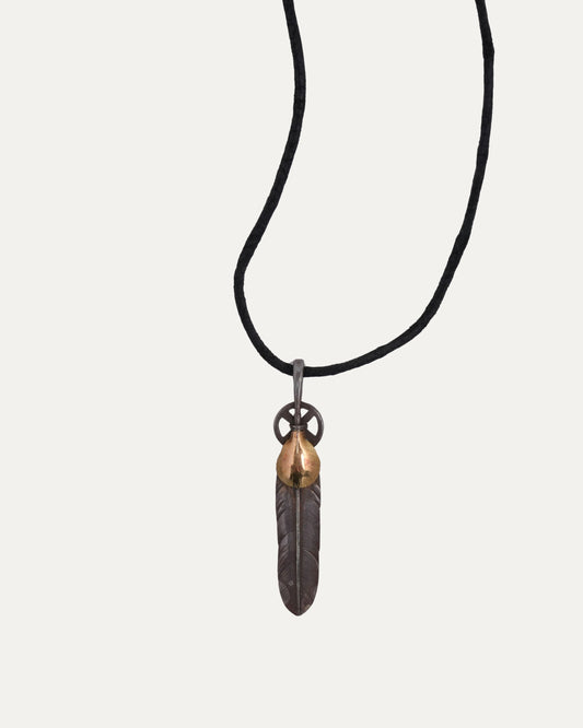 Small Feather Pendant on Leather Necklace
