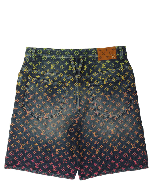 Multicolor Monogram Denim Shorts
