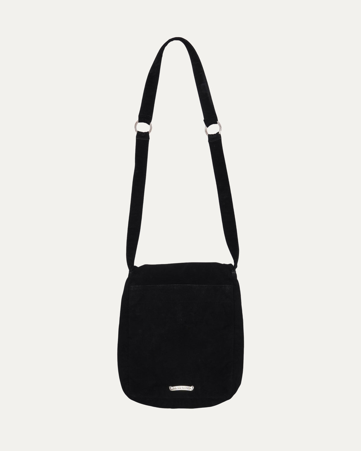 Silver Embellished Cross Patch Leather Messenger Bag