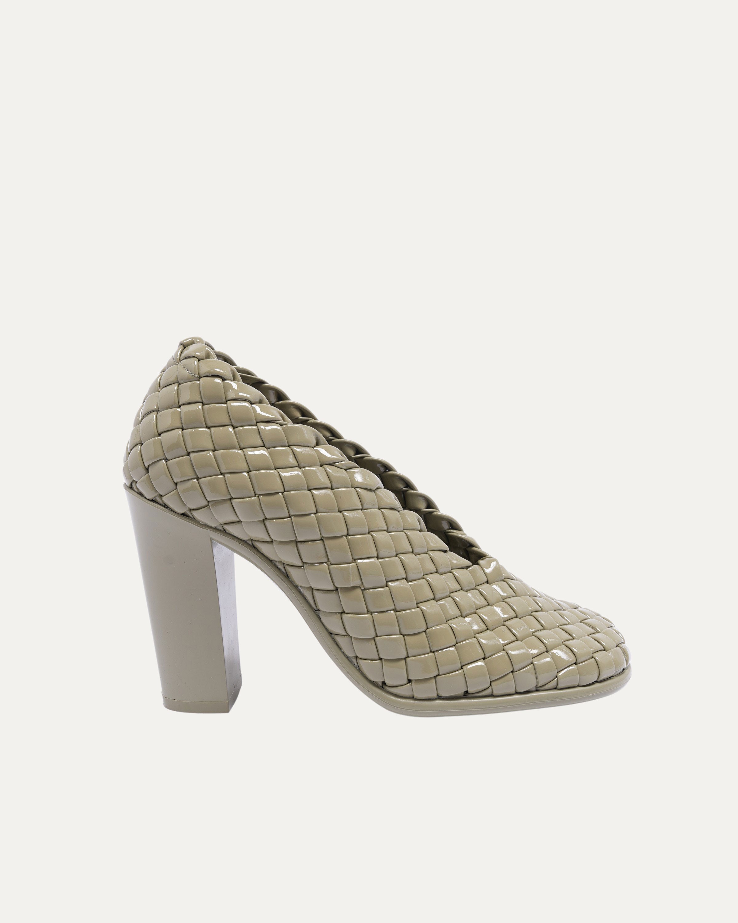 95mm Woven Patent Pumps