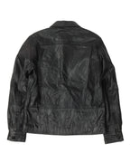 Noir 04 Leather Zip-Up Trucker Jacket