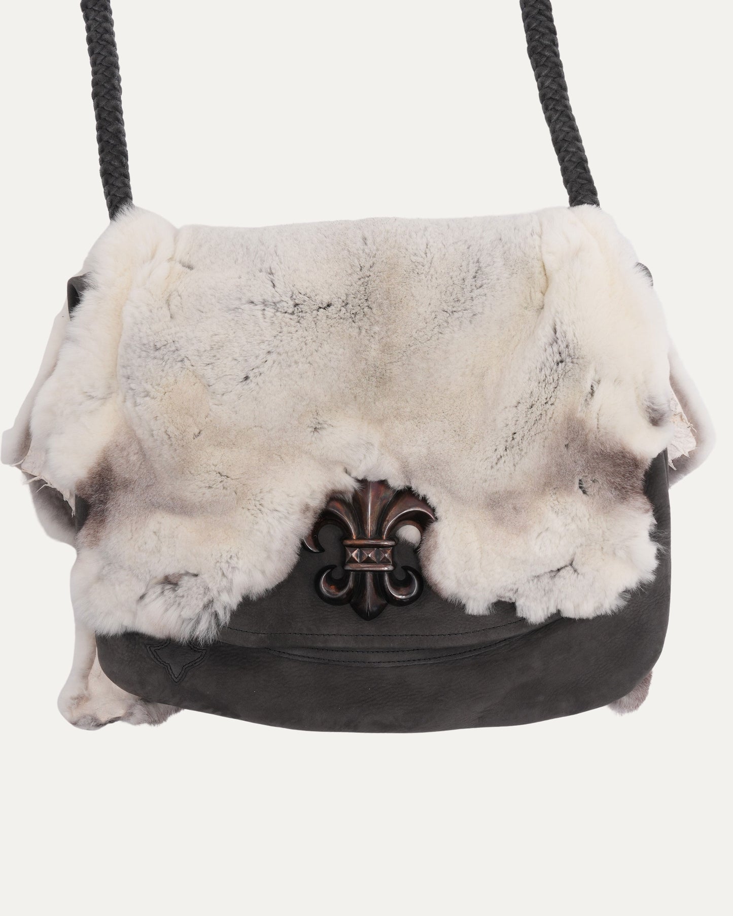 Fleur Embellished Fur Leather Messenger Bag