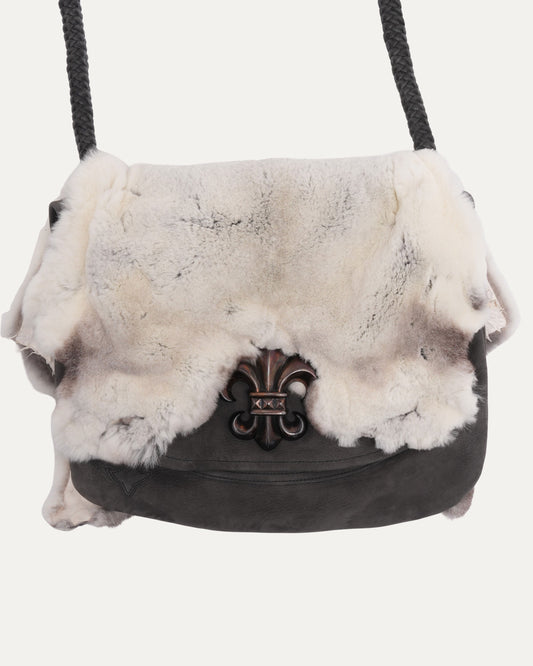 Fleur Embellished Fur Leather Messenger Bag