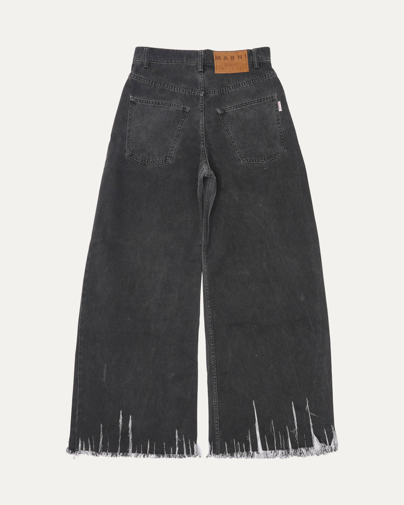 Wide-Leg Fringed Jeans