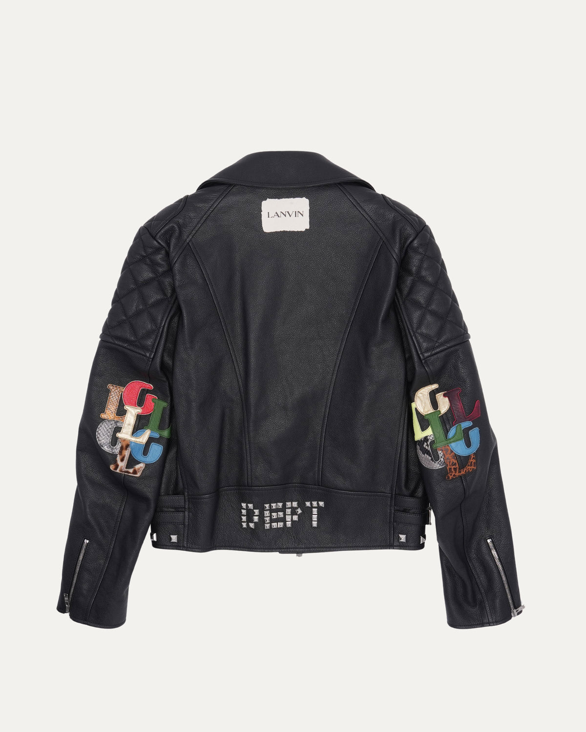 Gallery Dept. G and L Patch Studded Leather Biker Jacket