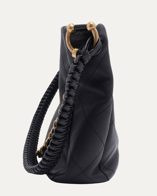 Braided Handle Hobo Bag