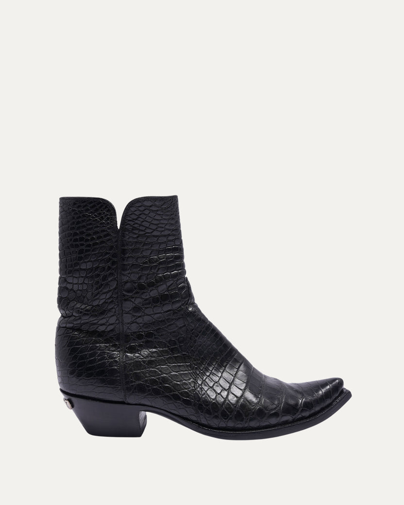 Crocodile Leather Cuban Heel Boots