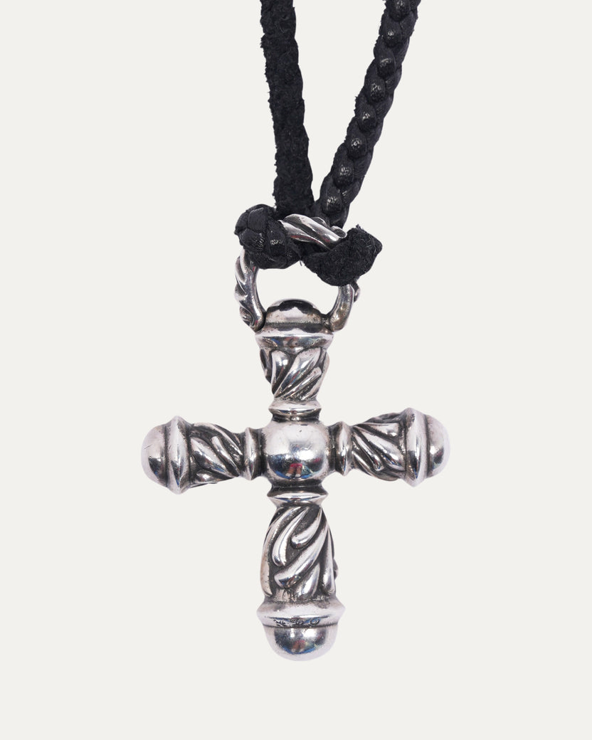 Campana Cross Pendant with Braided Leather Necklace