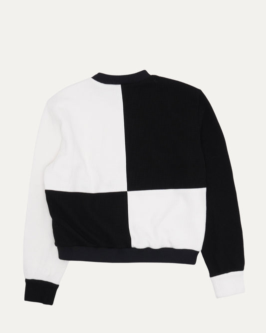 Checkerboard Waffle Knit Sweater