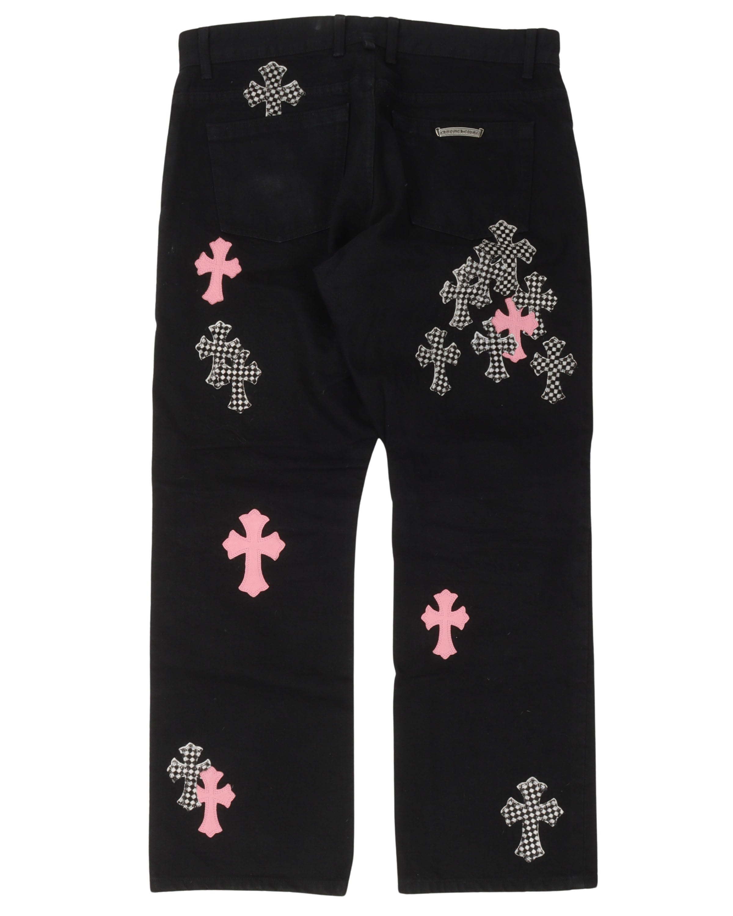Checkered Cross Patch Jeans w/ 35 Cross Patches