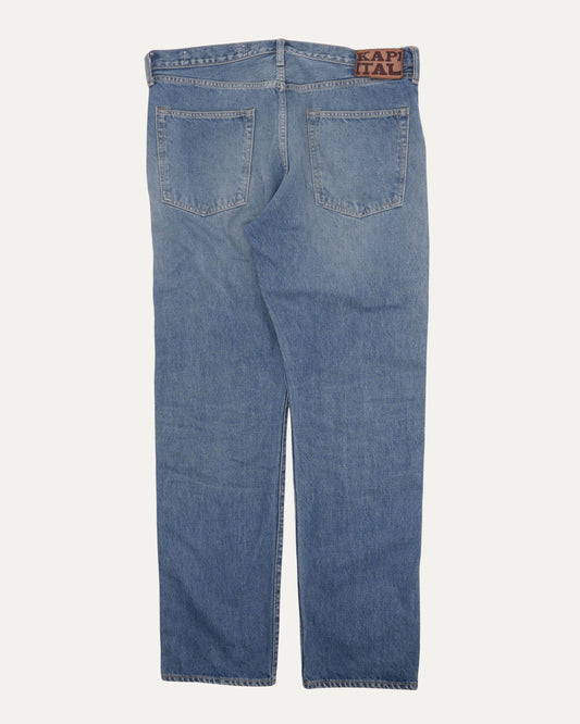 Monkey Cisco Straight Leg Leather Trimmed Embellished Jeans