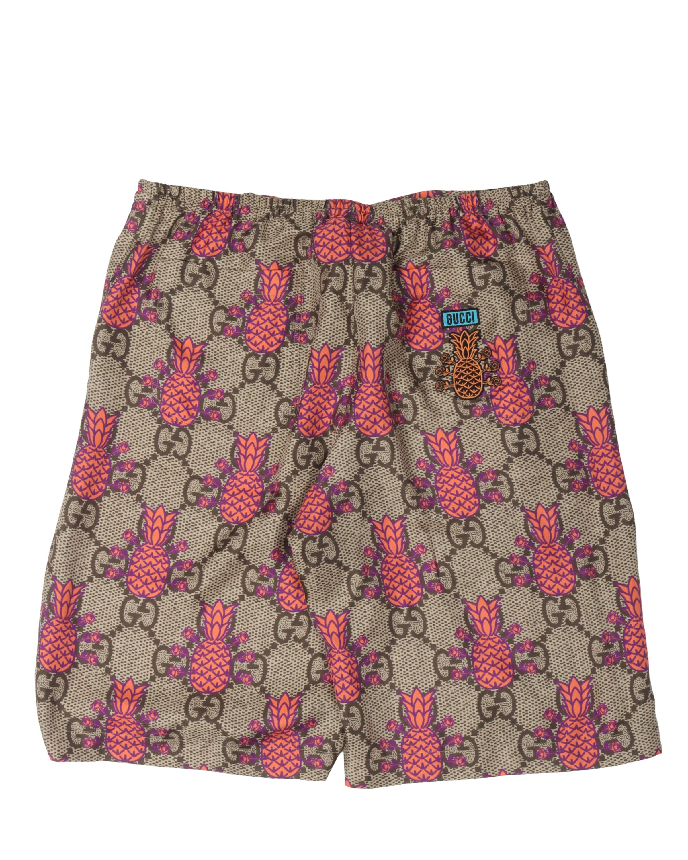 Pineapple Monogram Silk Shorts