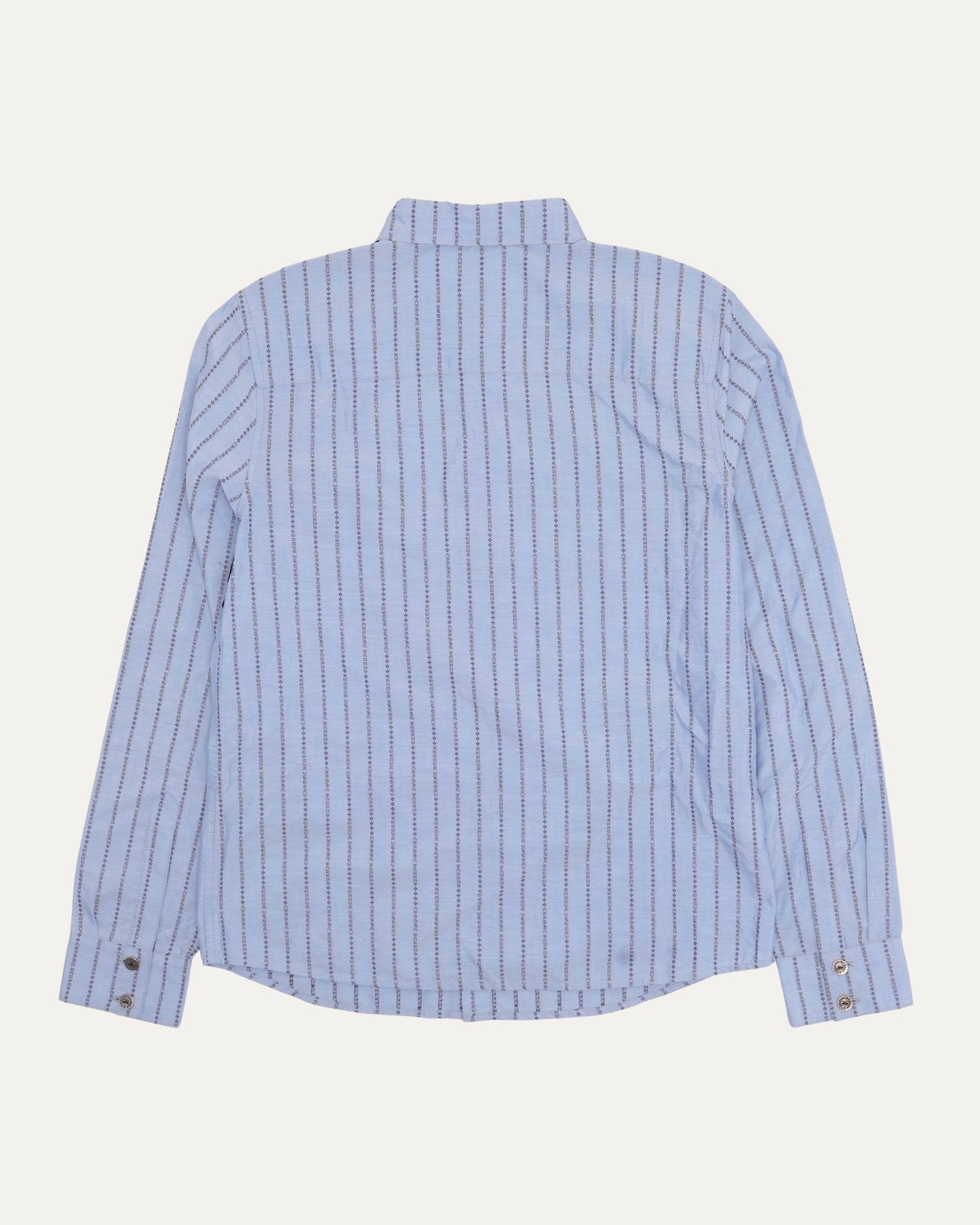 Cross Patch Repair Spell Out Pinstripe Shirt