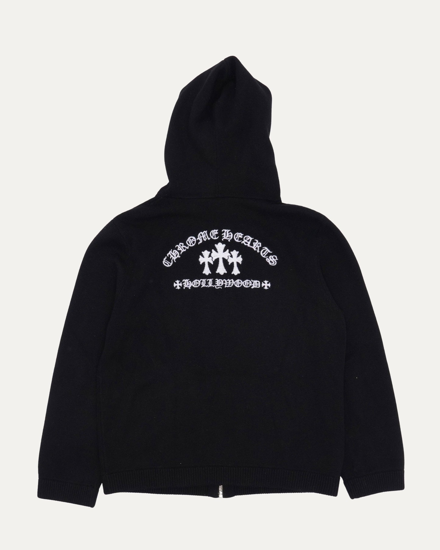 Cashmere Blend Embroidered Hooded Zip Sweater