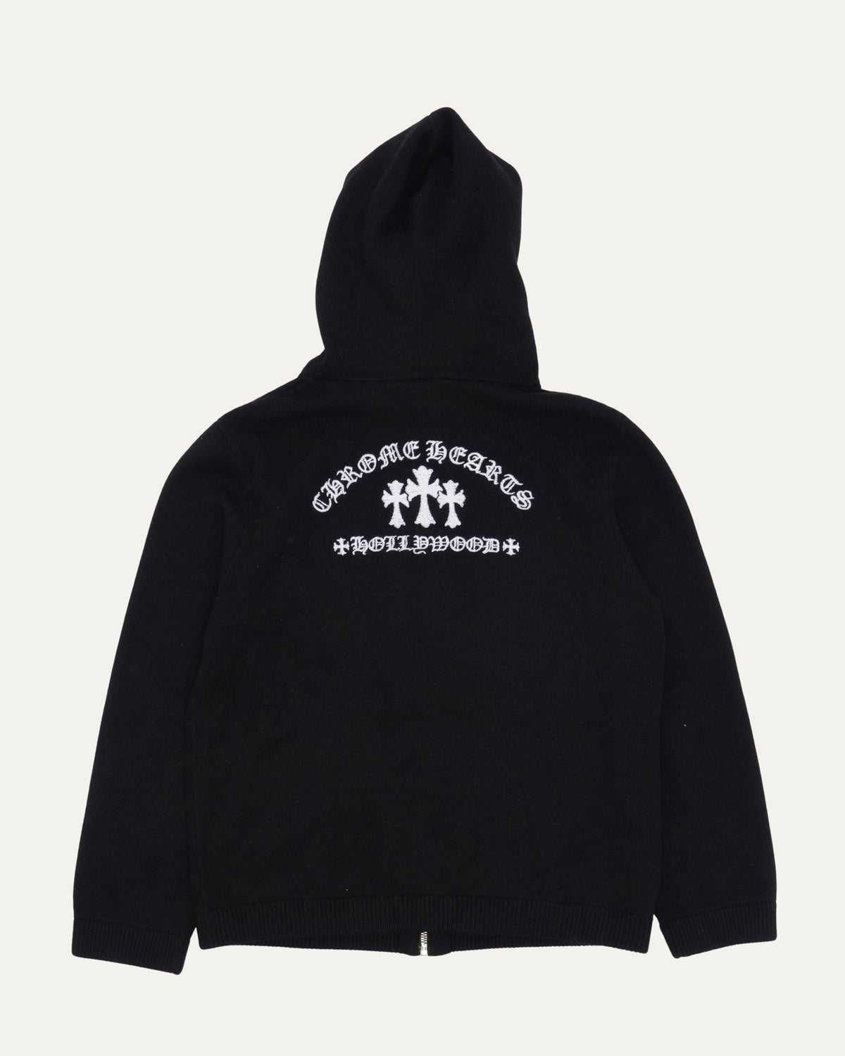 Cashmere Blend Embroidered Hooded Zip Sweater