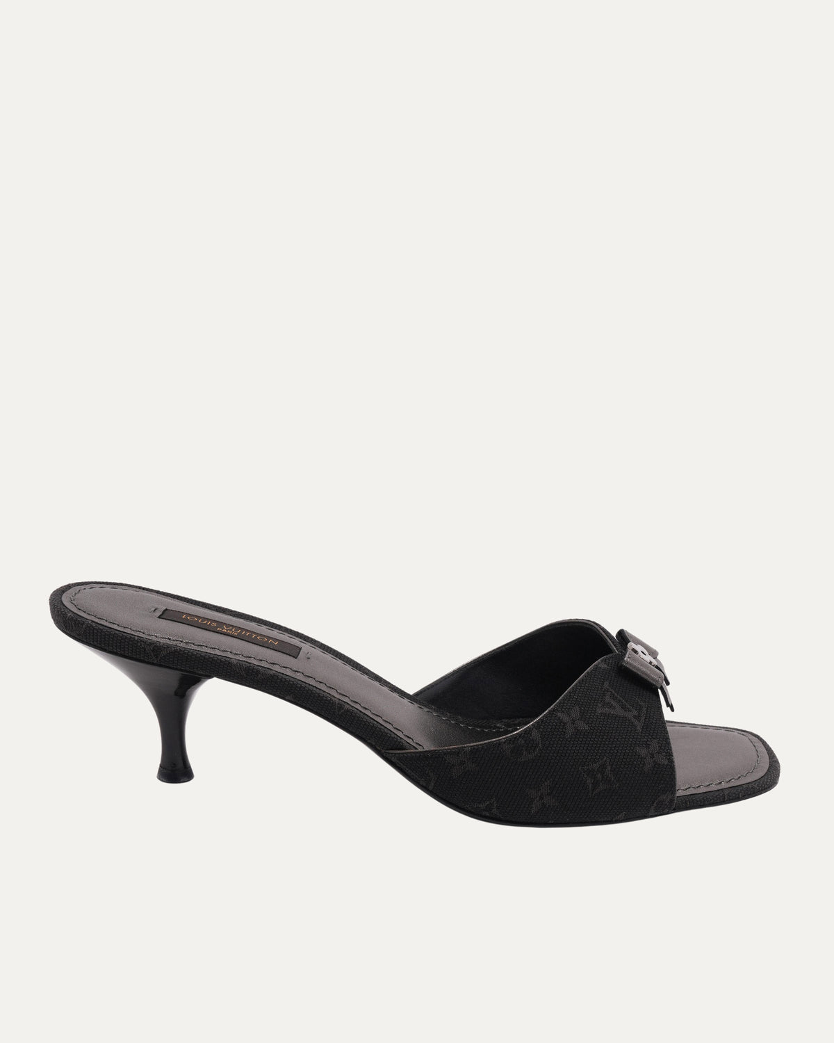 Monogram Bow Kitten Heels Sandals