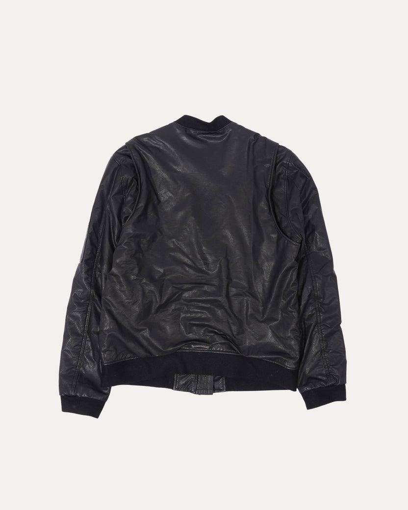 Uncle Slam Cashmere and Leather MA-1 Bomber Jacket