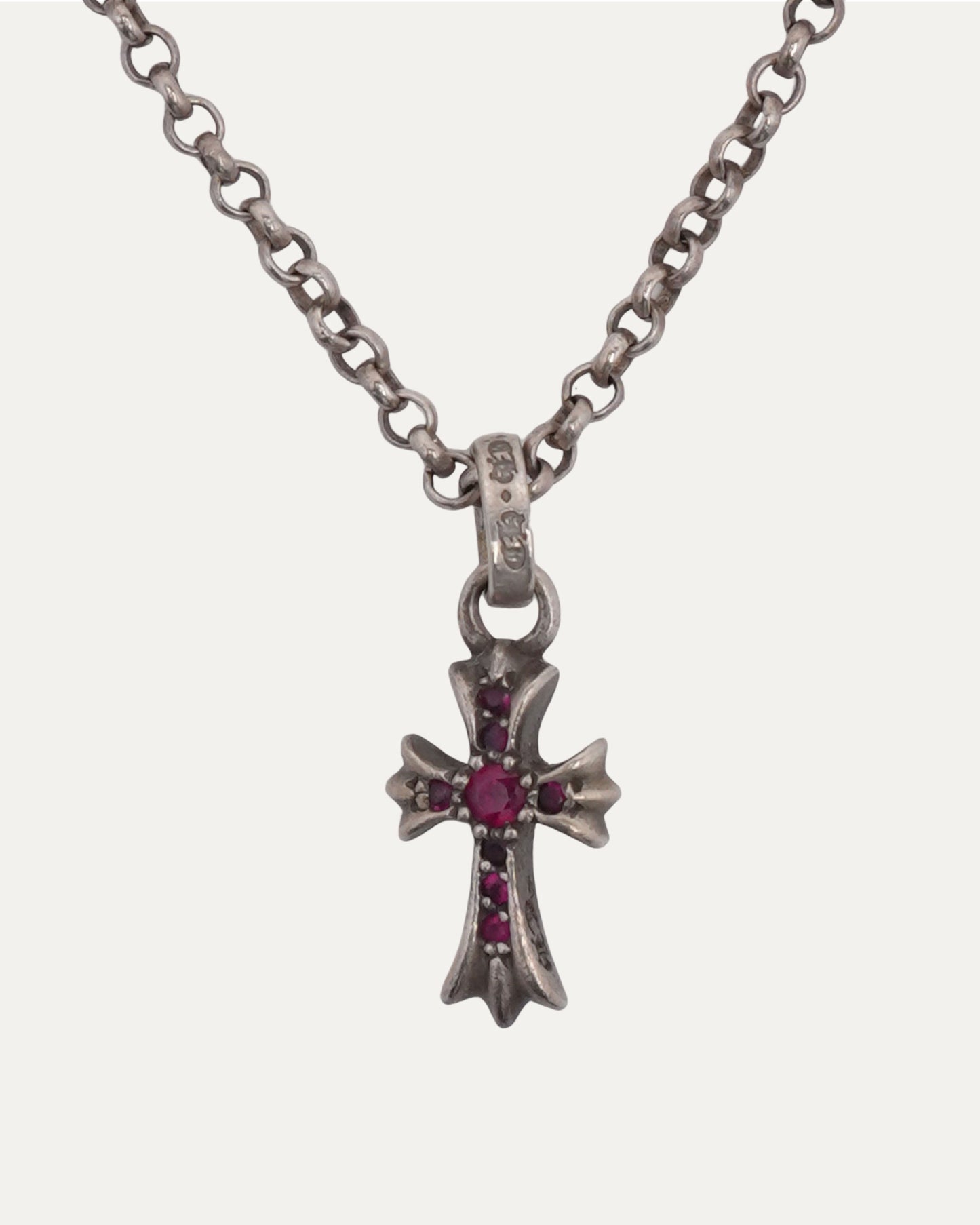 Ruby Baby Fat Pendant on Roll Chain Necklace