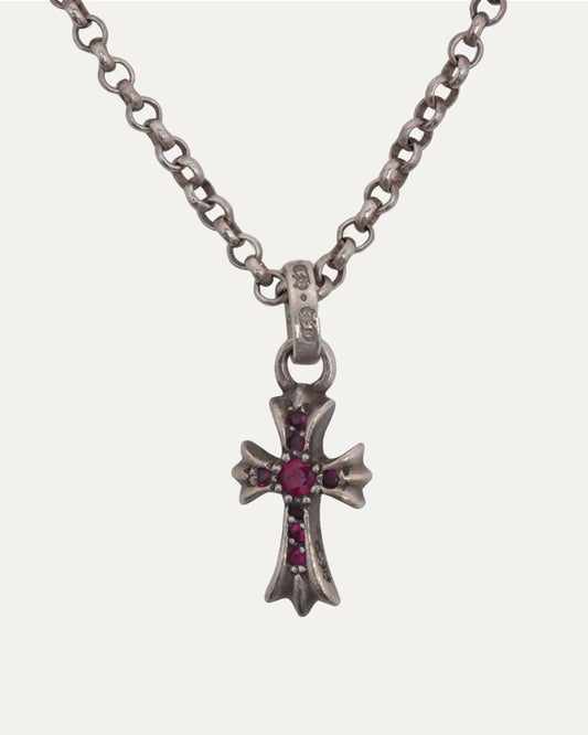 Ruby Baby Fat Pendant on Roll Chain Necklace