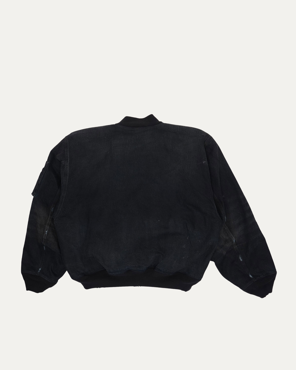 Distressed Oversized Denim Bomber Jacket