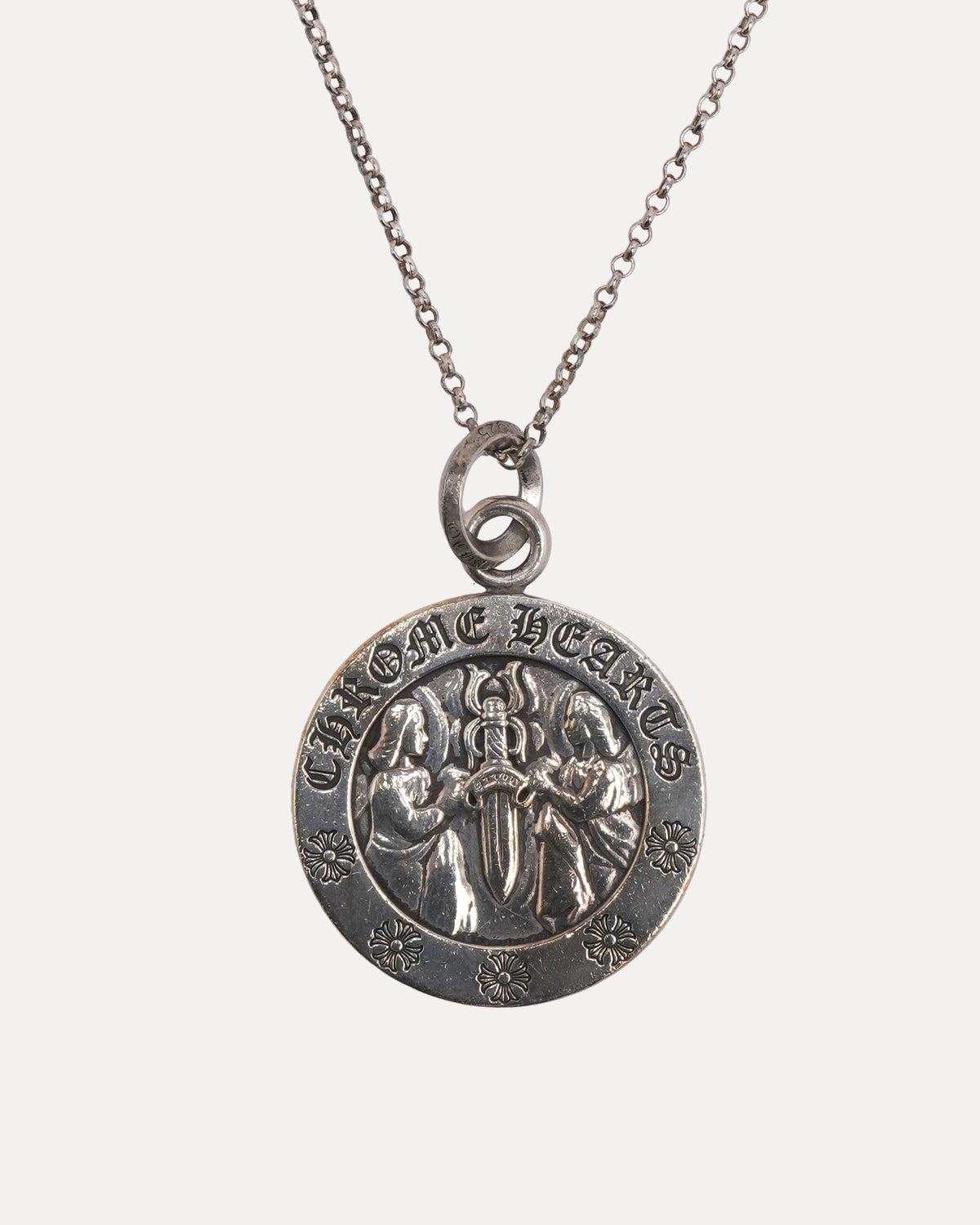 Large Angel Medallion w/ Roll Chain