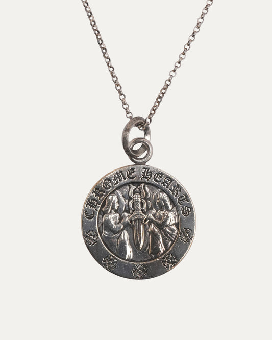 Large Angel Medallion w/ Roll Chain