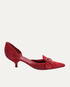 Suede Buckle Heels