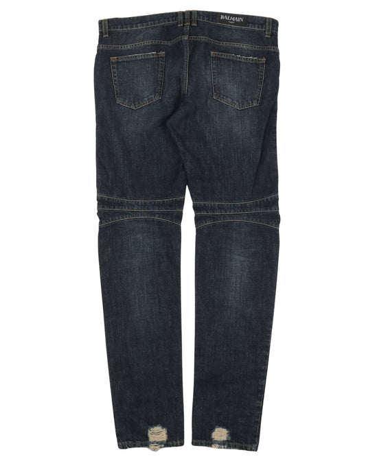 Raw Denim Biker Pants