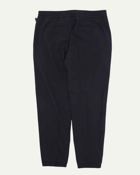 Wool Blend Pleated Drawstring Track Pants