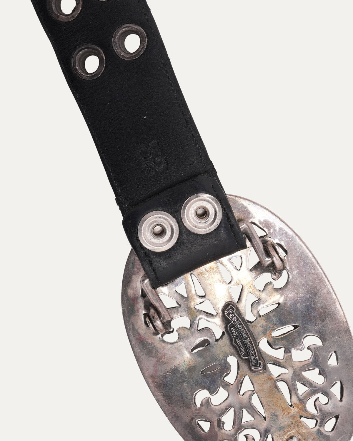 Large Oval Buckle Double Grommet Belt