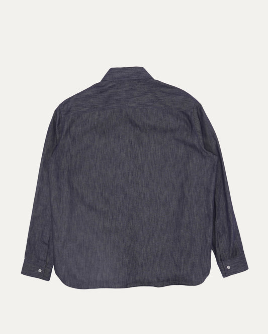 Leather Appliqué Cotton-Cashmere Blend Denim Shirt