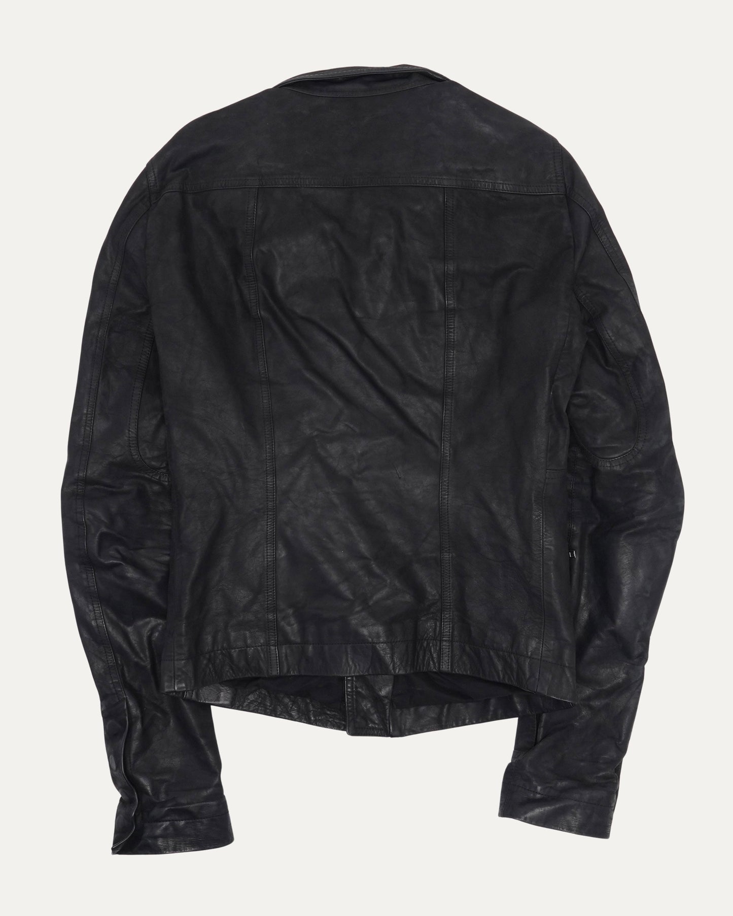 Asymmetric Zip Leather Moto Jacket