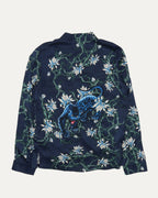 Band Collar Panther Print Shirt