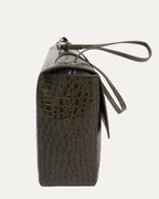 Embossed Crocodile Maxi Flap Bag