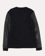 Leather Contrast Cross Patch Crewneck Sweatshirt