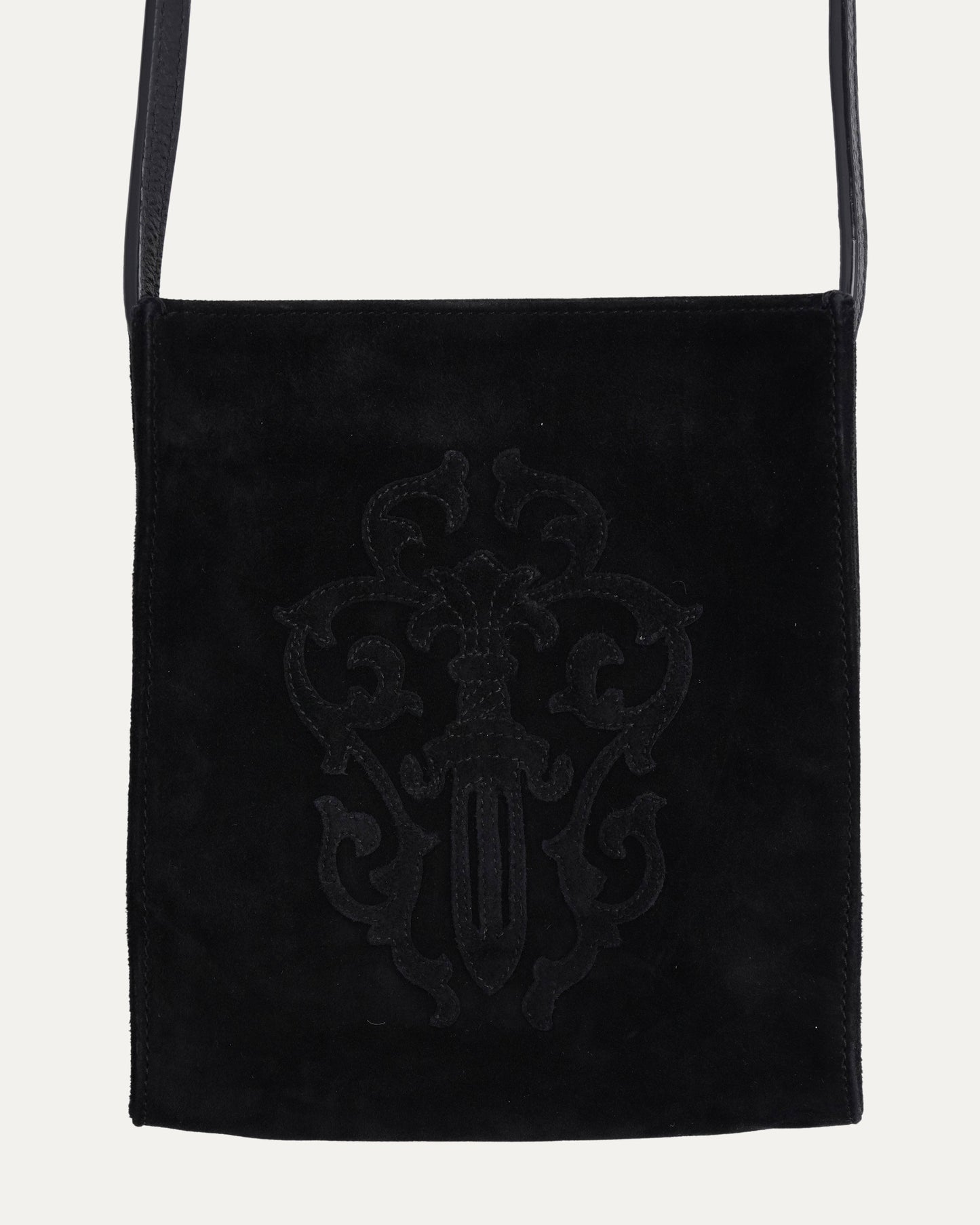 Suede Vine Dagger Crossbody Pouch