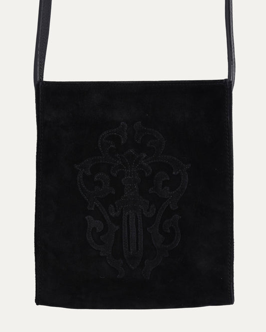 Suede Vine Dagger Crossbody Pouch