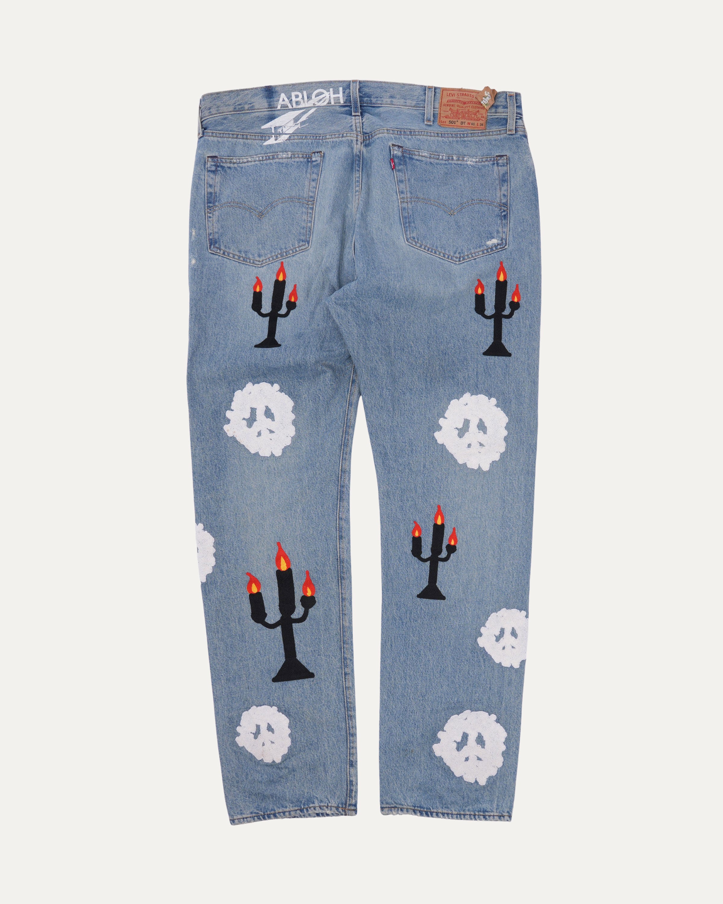 Levi's Virgil Abloh 'Message In A Tear' Embroidered 501 Jeans