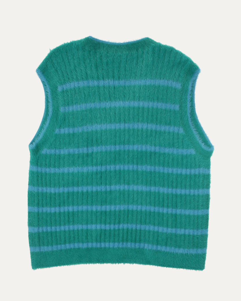 Neve Fluffy Striped Pullover Sweater Vest